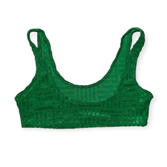 SHOP CIDER Green Solid Terry Crop Tank Top - Picture 2 of 10